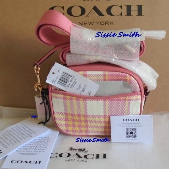 Mini Dempsey Camera Bag with Garden Plaid Print & Coach Patch - Picture 5 of 15